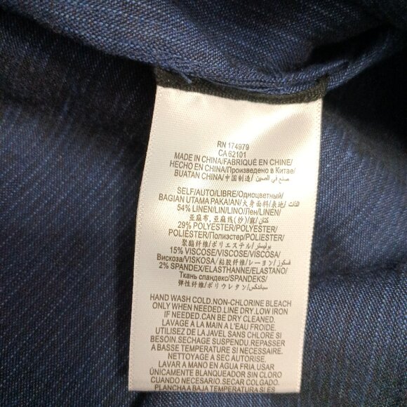 BCBG Maxazria Women's 100% Linen Long Denim Navy Blue Split Tunic Blouse XXS - Picture 9 of 10